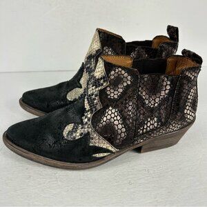 💕 vera cruz Snakeskin Patterned western Ankle Boots leather 37